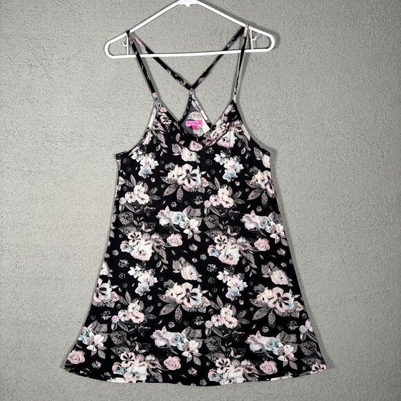 Betsey Johnson Other - Betsey Johnson Floral Nighty Women’s Size S Black Purple Flowers Mini Night Cami